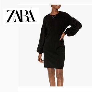 🌟🔥 BOGO Sale🔥🌟 Zara Basic Black Puff Long Sleeve Dress